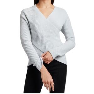 NWT Express Grey Ribbed Wrap Front Tunic Sweater Size XL